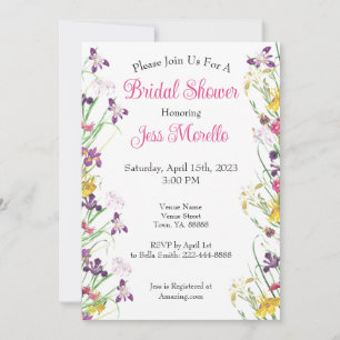 Wildflowers Iris Garden Bridal Shower Invitation