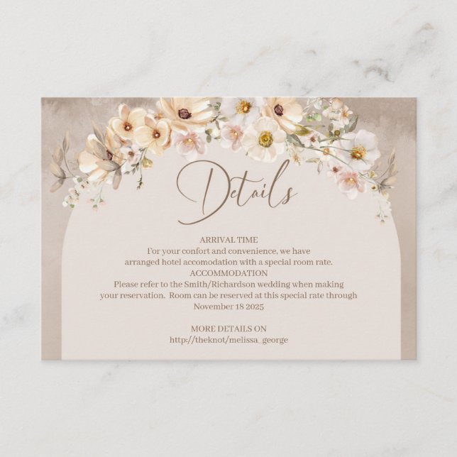 Wildflowers Ivory Double Arch Frame details card (Front)