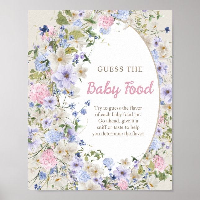 Wildflowers Ivory pastel pink Guess the baby food Poster (Front)
