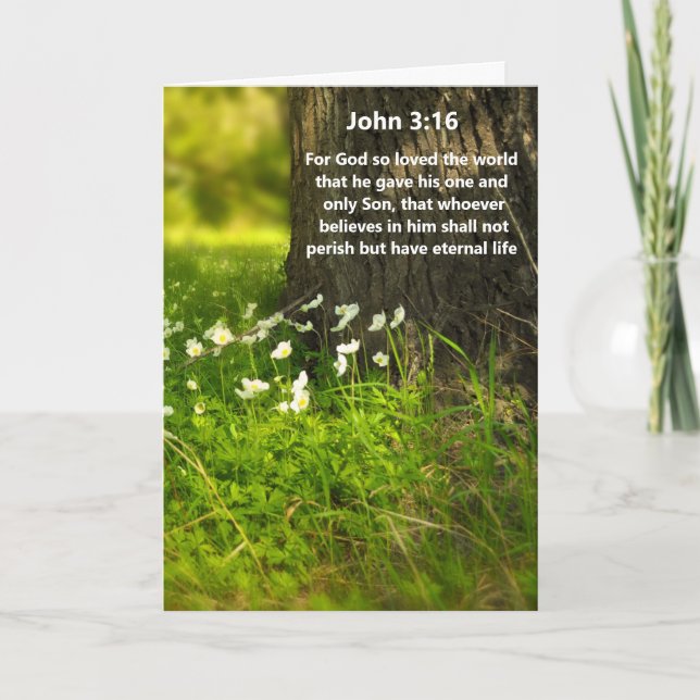 WildFlowers John 3:16 Bible Verse Greeting Card (Front)