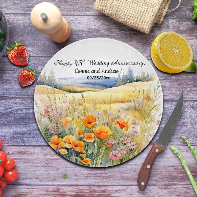 Wildflowers Landscape 45th Wedding Anniversary Cutting Board (Creator Uploaded)