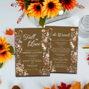 Wildflowers Leaf Fall in Love and Details Wedding Invitation