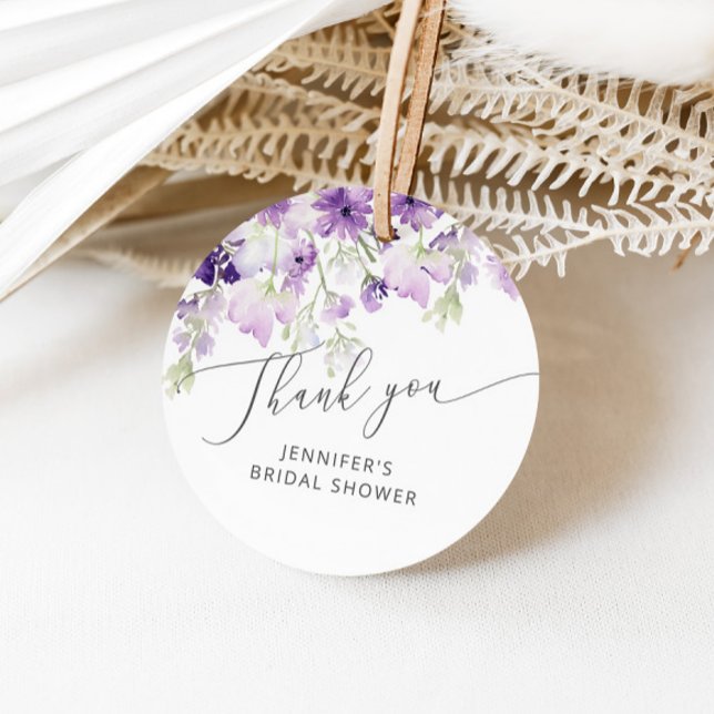 Wildflowers lilac purple bridal shower favor tag (Creator Uploaded)