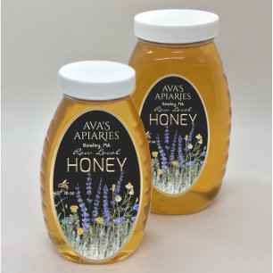 Wildflowers Local Raw Honey Label Bee Black Gold