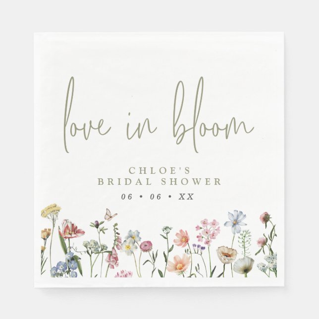 Wildflowers Love In Bloom Bridal Shower Napkin (Front)