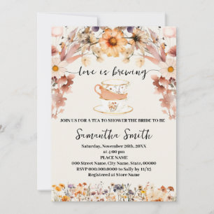 Wildflowers Love is Brewing Tea Shower Invitation