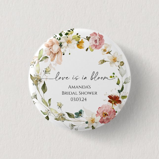 Wildflowers Love is in Bloom 3 Cm Round Badge (Front)