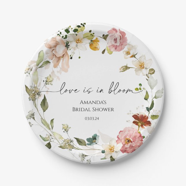 Wildflowers Love is in Bloom Paper Plate (Front)