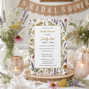 Wildflowers Luna Moth Botanical Bridal Shower Invitation