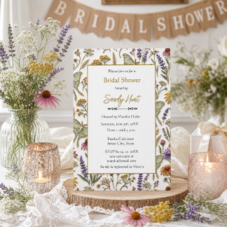 Wildflowers Luna Moth Botanical Bridal Shower Invitation