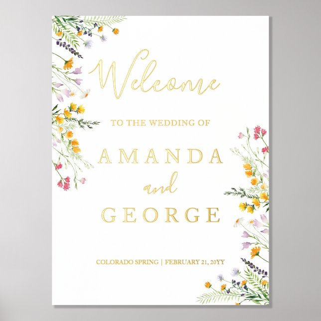 Wildflowers luxury Welcome sign for weddings (Front)