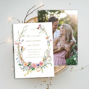 Wildflowers Magical Garden Photo Wedding Save Date Invitation