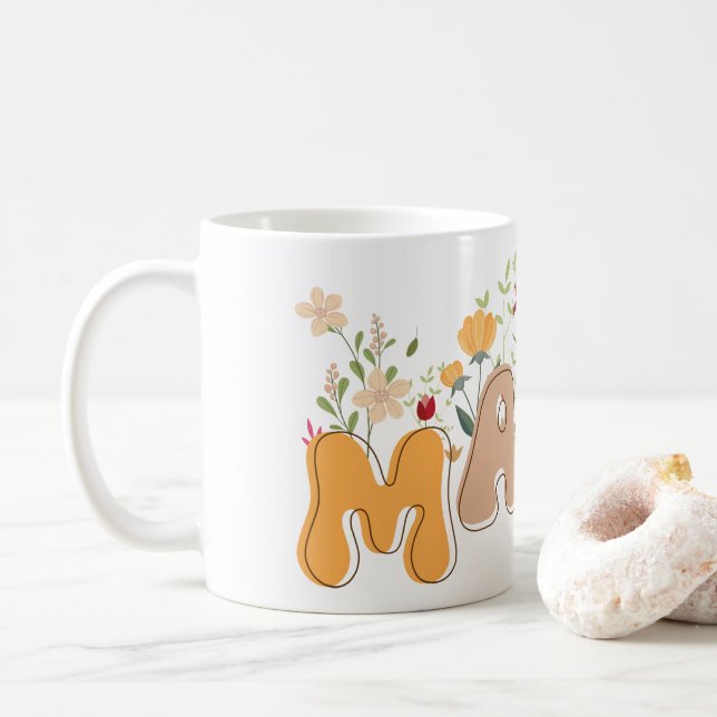 Wildflowers Mama Boho Floral  Mug (With Donut)