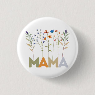 Wildflowers Mama Comfort Colours Mother's Day Gift 3 Cm Round Badge