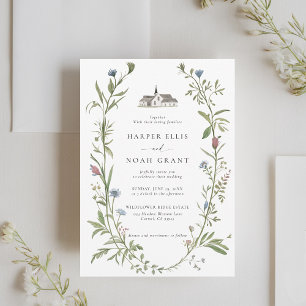 Wildflowers Manor Elegant Simple Modern Wedding Invitation
