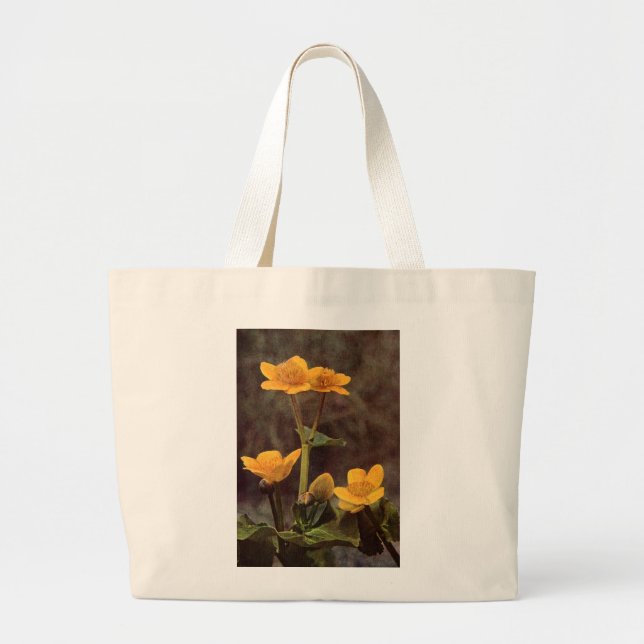 Wildflowers: Marsh Marigold Large Tote Bag (Front)