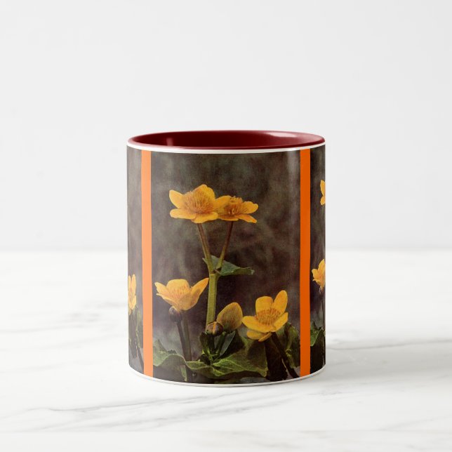 Wildflowers: Marsh Marigold Two-Tone Coffee Mug (Center)