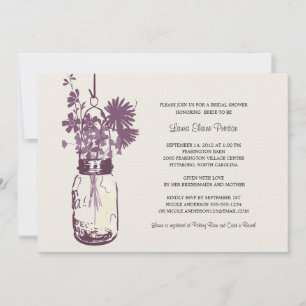 Wildflowers & Mason Jar Bridal Shower Invitation