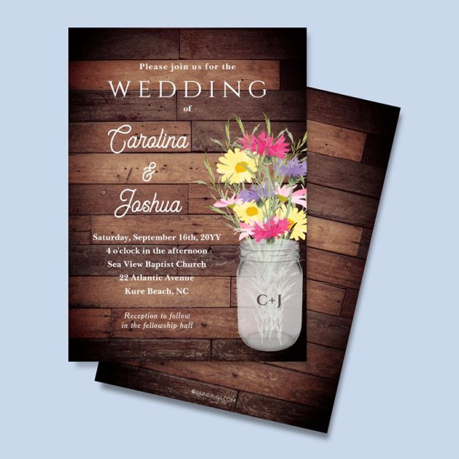 Wildflowers Mason Jar Spring Garden Wedding Invitation (Creator Uploaded)