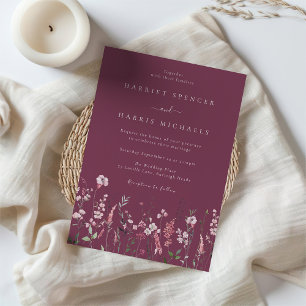 Wildflowers Mauve & Dusty Rose Wedding Invitation