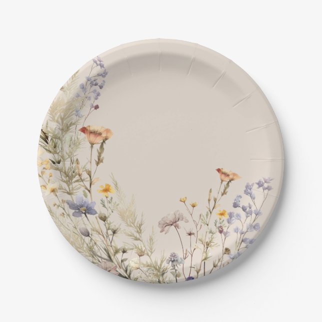 Wildflowers meadow baby in bloom baby shower board paper plate (Front)