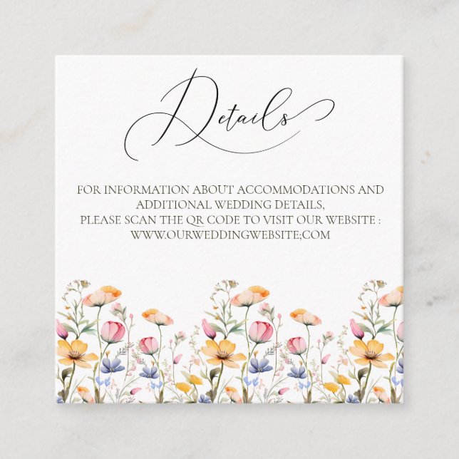 Wildflowers Meadow Budget QR Code Details Enclosure Card (Front)