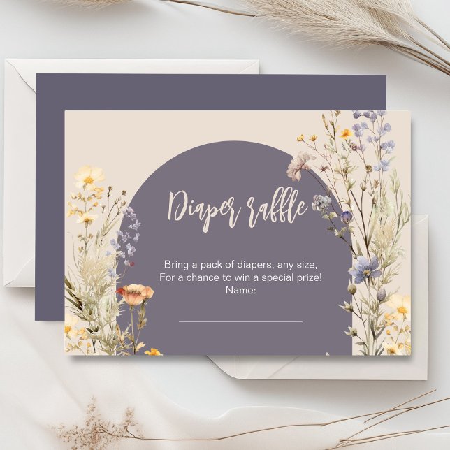 Wildflowers meadow elegant boho baby shower enclosure card (Little wildflower baby shower invitation rustic boho watercolor botanical meadow, baby in bloom)