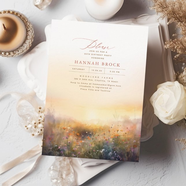 Wildflowers Meadow Elegant Summer Birthday Invitation (Creator Uploaded)