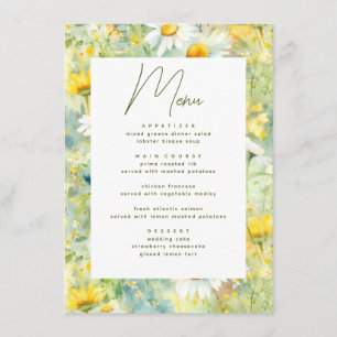 Wildflowers Meadow Summer Foliage Boho Wedding Menu