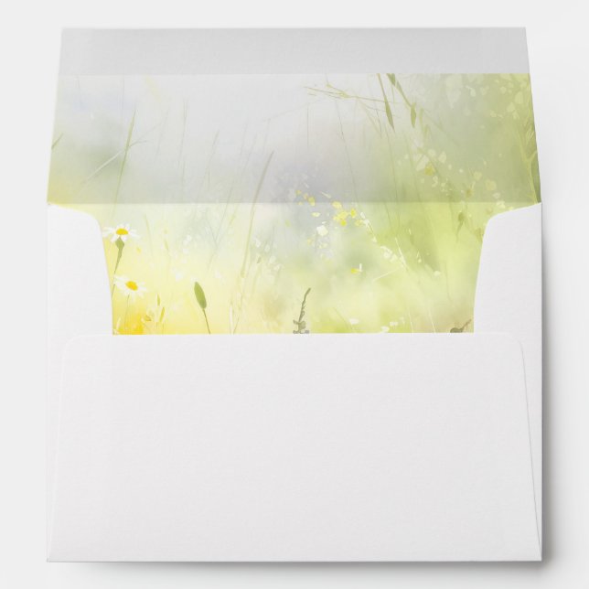 Wildflowers Meadow Watercolor Elegant Painting Envelope (Back (Bottom))