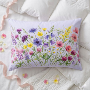 Wildflowers meadow watercolours decorative cushion