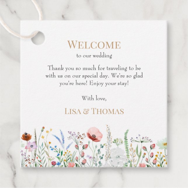 Wildflowers Meadow Wedding Welcome Gift Tag (Front)