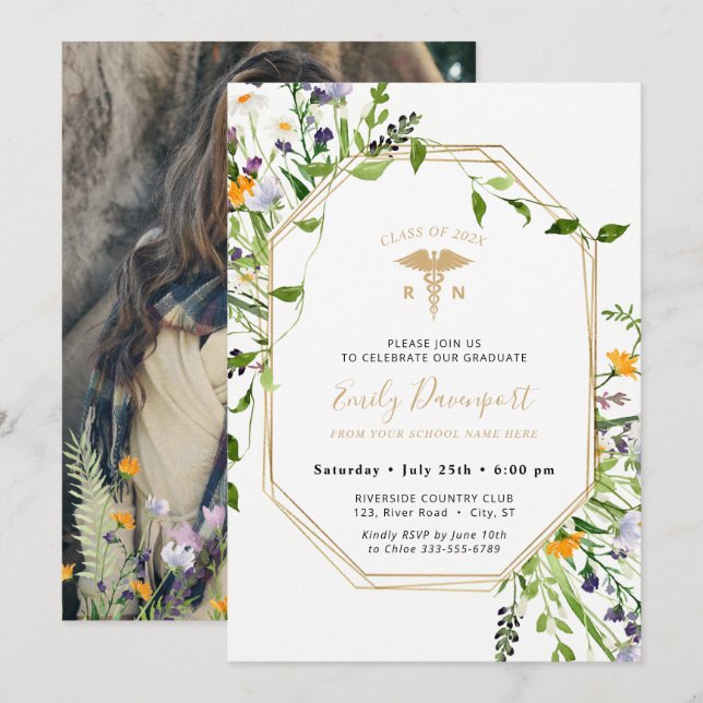 Wildflowers Medical Logo Invitation Greenery (Front/Back)