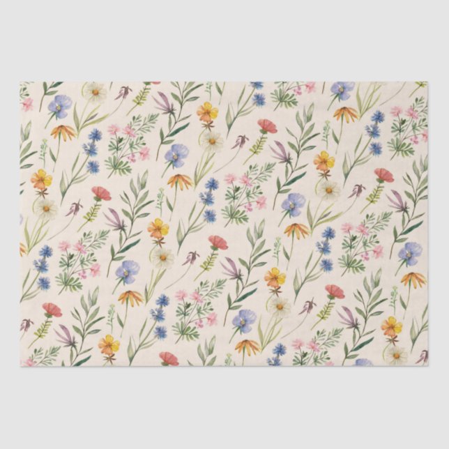 Wildflowers Minimalist Boho Floral Tissue Paper (Front)