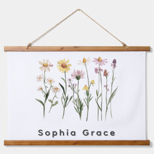 Wildflowers Minimalist Custom Name Hanging Tapestry