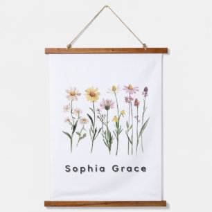 Wildflowers Minimalist Custom Name Hanging Tapestry