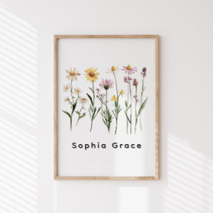 Wildflowers Minimalist Custom Name Poster