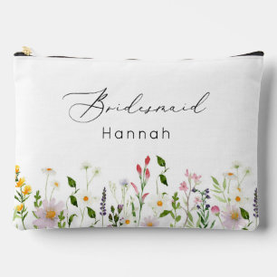 Wildflowers minimalist elegant bridesmaid makeup accessory pouch