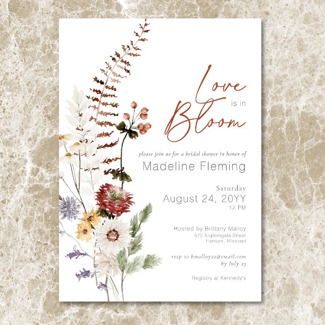 Wildflowers Modern Love In Bloom Bridal Shower Invitation (Wildflowers Modern Love In Bloom Bridal Shower Invitation)