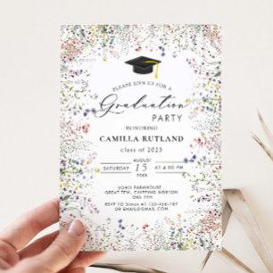 Wildflowers Modern Photo Graduation Party Invitation