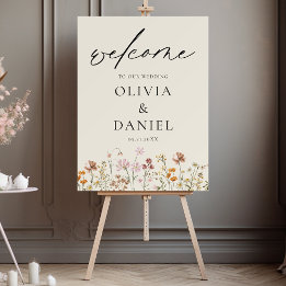 Wildflowers Modern Script Wedding Welcome Elegant