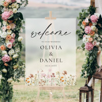 Wildflowers Modern Script Wedding Welcome Elegant