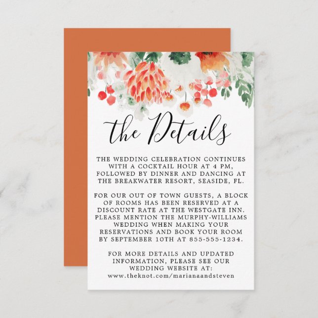 Wildflowers Modern Watercolor Trendy Floral Enclosure Card (Front/Back)