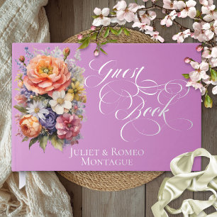 Wildflowers & Monogram - Lavender Foil Guest Book
