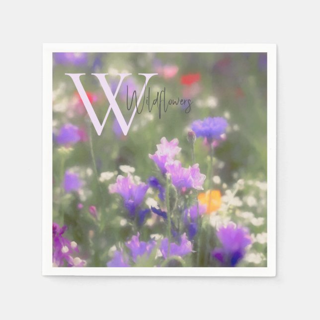 Wildflowers Monogram  Napkin (Front)