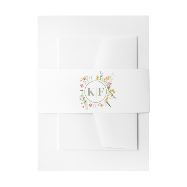 Wildflowers Monogram Wedding  Invitation Belly Band (Front Example)