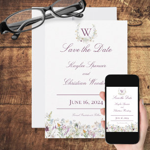 Wildflowers Monogram Wedding Save The Date