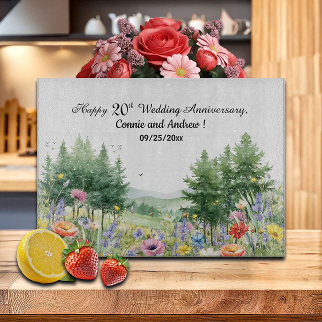 Wildflowers Mountains 20th Wedding Anniversary Cutting Board (Creator Uploaded)