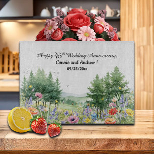 Wildflowers Mountains 45th Wedding Anniversary  Cutting Board