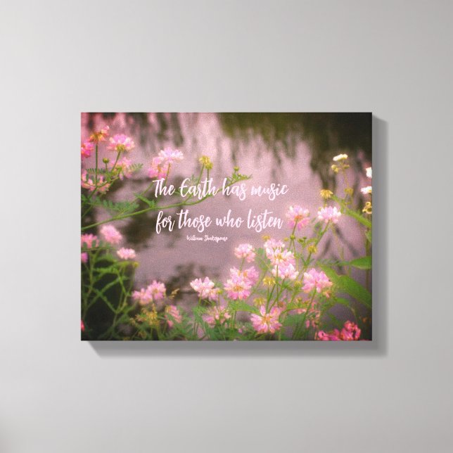 Wildflowers Near Brook Earth Inspirational Quote Canvas Print (Front)